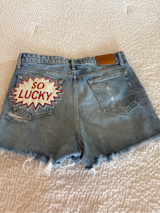 Lucky Brand Pants - Lucky Brand Light Blue Denim Jean Shorts with 'SO LUCKY' Patch